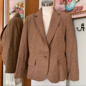 Talbots Beige Tweed Sports Coat Blazer Womens 14